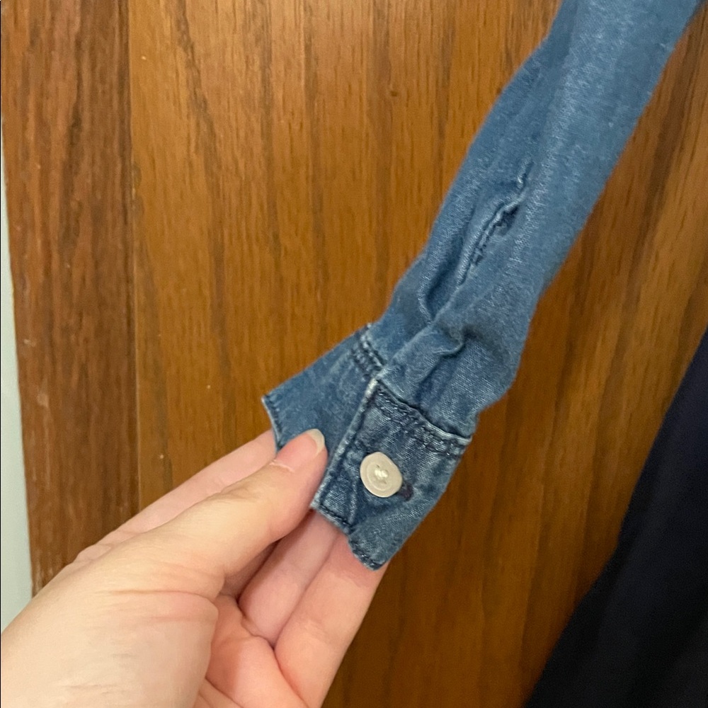 OshKosh B'gosh UGC Girls Size 10 Denim Chambray and Navy Tulle Dress - Picture 4 of 11